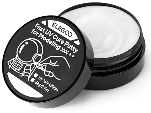 ELEGOO Pasta UV para Reparación de Modelos, Masilla Moldeable de Curado Rápido con Luz UV 365–405nm (Blanco, 60g)