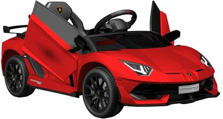 Baroni Toys Lamborghini Baby Car Elettrica 6V con Telecomando Genitori, Suoni, MP3, Retromarcia, Auto per Bambini 1-4 Anni, 100x60x50 cm Rossa