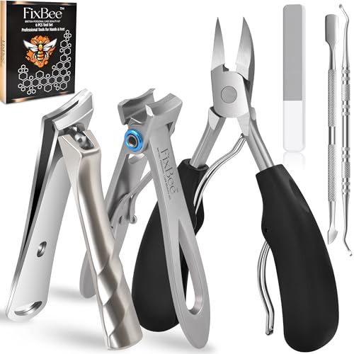 Toenail Clippers for Seniors Thick Toenails, Angled Head Toe Nail Clippers for Men with Wide Opening, Heavy Duty Sharp Ingrown Toenail Clippers, Nail Clippers Set with Nail Files, Pedicure Tools