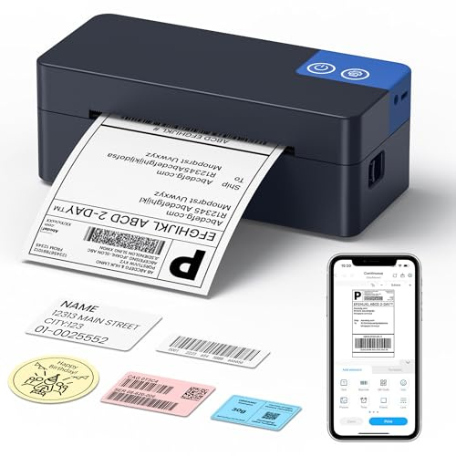 ETIKEZ Bluetooth 4x6 Thermal Shipping Label Printer for Parcels, Charcoal | Postage parcel label machine, supports iOS, Android, Windows Mac, works Amazon, Shopify, Etsy, Royal Mail, Evri, DPD, DHL