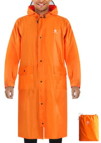 ANYOO Wasserdicht Regenmantel Radfahren Regen Poncho Portable Leichte Regenjacke Mit Kapuze Fahrrad Compact Regen Cape Wiederverwendbare Unisex für Backpacking Camping Outdoors,Orange,Einheitsgröße