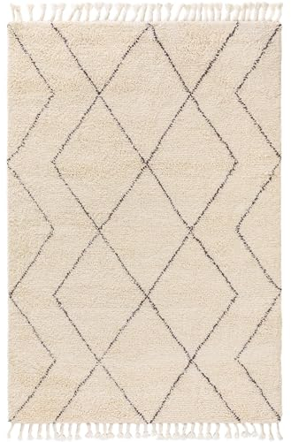benuta Finest Handgeknüpfter Wollteppich Beppo - 100% Wolle handgeknüpft - Rechteckig & im Style: Berber, Geometrisch, Traditionell, Hygge & Cozy, Minimalistisch, Natural - | Beige | 80x150 cm