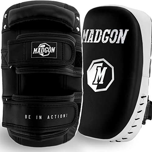 MADGON Kick-Pratzen mit hochwertiger Polsterung für optimale Stoßdämpfung - Schlagpolstert für Kampfsport, MMA, Kickboxen, Muay Thai