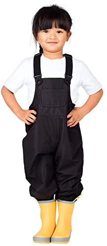 Jan & Jul Kleinkind Regen- und Schnee-wasserdichte Latzhosen (Schwarz, 4-5 Jahre)