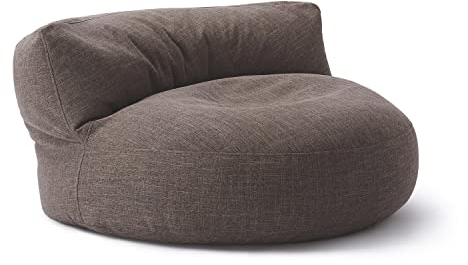 Lumaland sittsäck lounge | soffsaccosäck 90 x 50 cm med ryggstöd | flexibel inomhus beanbag | ergonomisk och robust | med justerbar EPS-fyllning | tvättbart överdrag [brun]