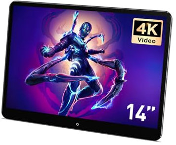 XTRONS 14 Inch 4K Video Player Android 4GB 64GB Car TV Headrest Monitor Tablet for Back Seat with Wi-Fi Rotatable IPS QHD Touch Screen Support HDMI/FM/Bluetooth/Mirror Link/Mutual Control(1PC)