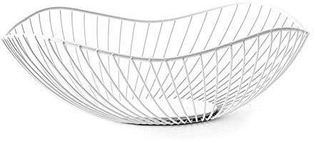 LdawyDE Obstschale Weiss Obstkorb Metall Ø25.5 x 10 cm Früchtekorb Obstschalen für Obst Gemüse Snack Brot Obstschale Weiß Anti-Rost Dauerhaft