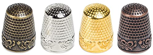 ZEACCT 4 Stück Fingerhüte, Metall Finger Vintage Protector, Vintage-Stil Metall zum Nähen Schneidern Fingerhut, Nähen Fingerhut Fingerschutz, Quilten Fingerhut Fingerschutz, DIY Nähwerkzeuge