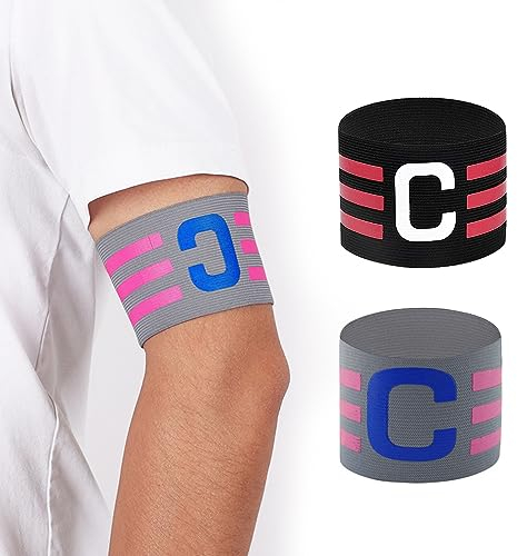 ZEIEYA Kapitänsbinde Fußball, 2 Stück Armbinde Verstellbare Kapitänsbinde Fußball Elastische Kapitänsbinde Armbinde, Fußball Captain Armband für Kinder Erwachsene Mehrere Ballsportarten