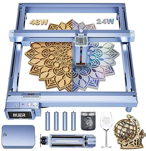 IKIER K1 Pro Max Laser Incisore con Controllo di Potenza 48W/24W e R2 Rullo Rotante Laser