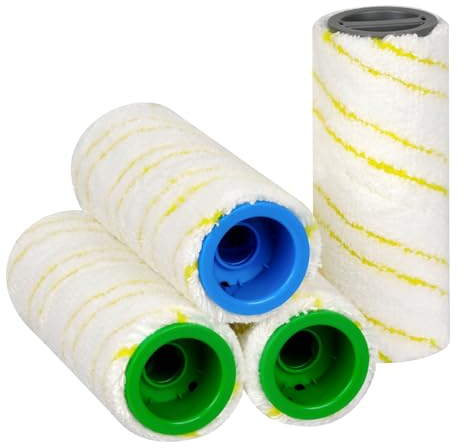 4 Stück Ersetzen Mikrofaserwalzenset für Kärcher FC3 FC3D FC5 FC7, Ersatzrollen für Kärcher EWM 2 Cordless Elektrischer Bodenreiniger ‎2.055-006.0 (Gelb)