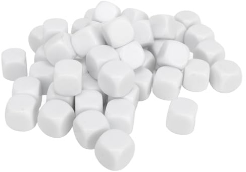 Blanko-Würfel, 50 Stück, Leere Sechsseitige Würfel für Brettspiele (White)