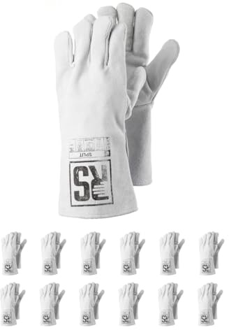 RS SPLIT Schweißerhandschuh MontageHandschuhe aus Rindsleder/Größe 10, 12 Paar/Weiß/Arbeitshandschuhe Leder/Lederhandschuhe Schutzhandschuhe
