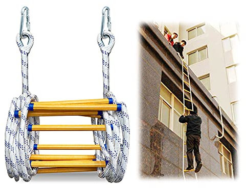 Rope Ladder,Safety Ladder,Fire Escape Rope Ladder - Flame Resistant Emergency Fire Safety Evacuatladder with Hook/15M