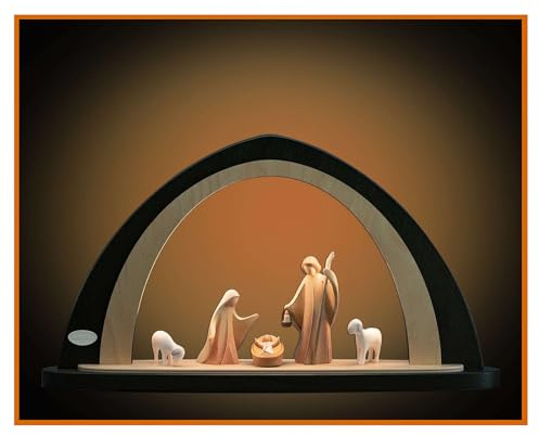 Holyart Arco Natalizio colorato LED Legno Val Gardena Natività Aram