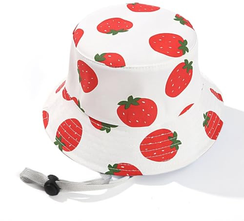 Cappello da Sole in Cotone per Bambina, adatto per bambine e bambini, cappello da sole da spiaggia pieghevole, circonferenza del cappello: 49-51 cm, Bianco