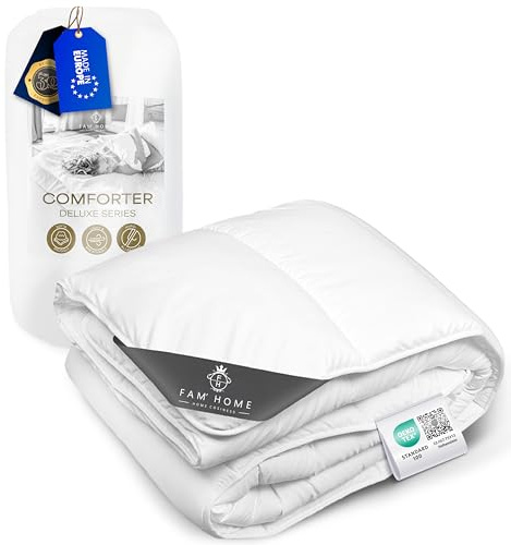 FAM Home - Edredón de microfibra suave de 180 x 220 cm, lavable para todo el año, hipoalergénico, para alérgicos, edredón acolchado