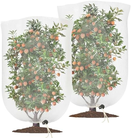 2 stycken växtskyddsnät, insektsskyddsnät med dragsko, grönsaksnät, fågelskyddsnät, blommor skyddsnät – skydda växter från fågelskador (100 x 150 cm)