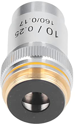 FTVOGUE Achromatic Objective Lens, 10X Högeffektsmässingsmikroskoplins med Fjäderanordning och 20,2 Mm Gränssnitt för Nybörjare och Proffs