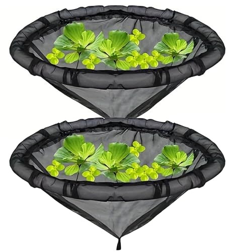 Neptuiby Floating Plant Barrier, 2pcs Floating Pond Planter Fish-Proof Mesh Island for Aquatic Plants, Black, 17.7in Diameter..