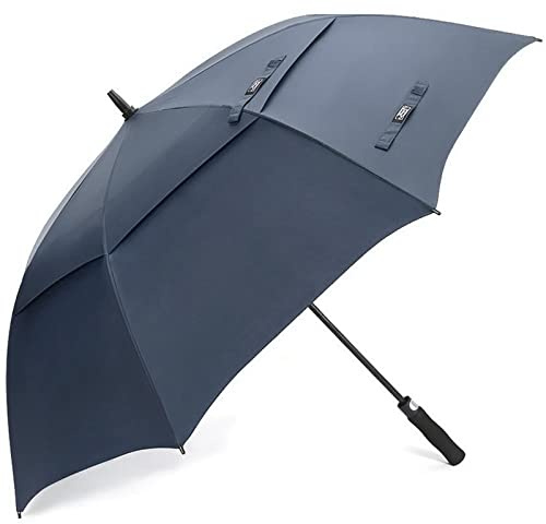 G4Free 54 Inch Automatic Open Golf Umbrella Navy Blue Large Oversize Double Canopy Vented Waterproof Stick Umbrellas Collapsible for Adults Blue