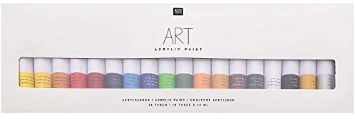 Rico Design Art Künstler Acrylfarben-Set Basic - 18 Farben je 12 ml Tuben - Malfarbe für Anfänger, Profikünstler, Kinder & Erwachsene
