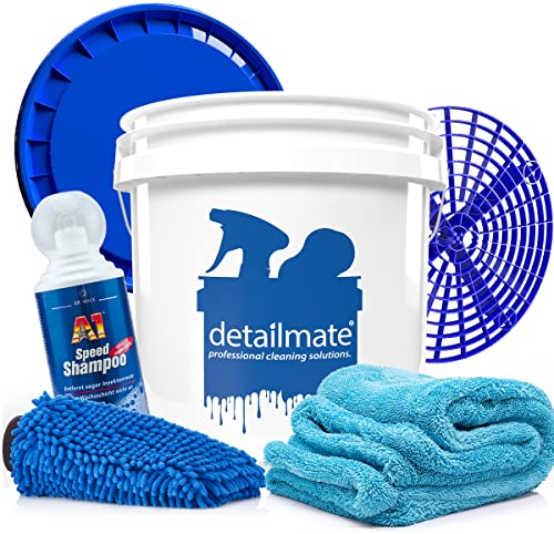 detailmate Dr. Wack Handwäsche Set: Dr. Wack A1 Speed Shampoo 500ml Wascheimer 3,5GAL + Grit Guard Eimereinsatz + Deckel Waschhandschuh + Nuke Guys Gamma Dryer Trockentuch