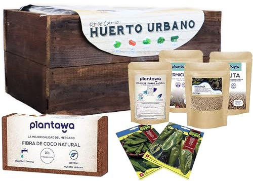 PLANTAWA Kit de Siembra para Pimientos, Kit de Cultivo Completo para Huerto Urbano, Jardinera Interior para Casa, Kit Cultivo para Plantas Naturales de Pimientos