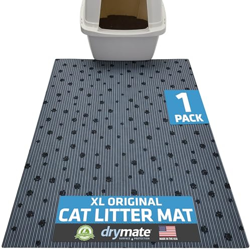 Drymate Cat Litter Box Mat, Litter Trapping Mat, Waterproof, Urine-Proof, Absorbent, Machine Washable, Soft on Paws, Contains Mess, Protects Floors, Kitten Supplies, Dark Grey, 28x36 XL