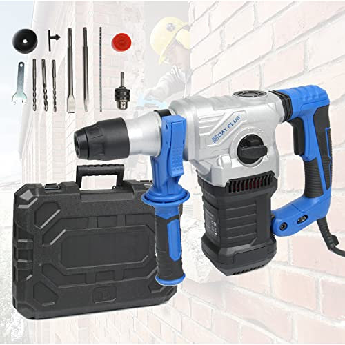Marteau Perforateur, Perforateur Burineur Marteau Piqueur (1500W 6J, 4 Modes, Mandrin SDS-Plus, Livré en coffret avec une butée de profondeur en métal et une poignée supplémentaire)