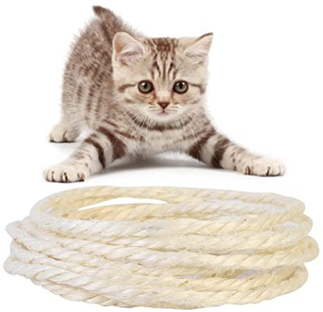 PUYYDS Cuerda de Sisal Natural de 3/5M, Poste para rascar Gatos, Juguetes para Hacer DIY, pie de Escritorio, Silla, Patas, Cuerda de encuadernación, Material para Gato, Garra Afilada