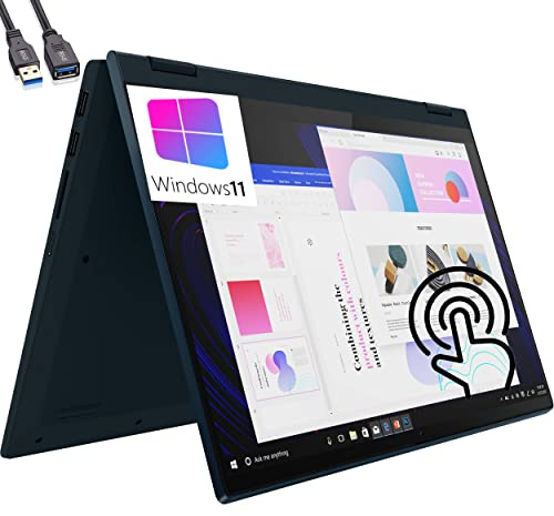 Lenovo IdeaPad Flex 5 Ordinateur portable 2 en 1 écran tactile FHD 14 Octa-Core AMD Ryzen 7 5700U (Beat i7-1165G7), RAM DDR4 16 Go, SSD PCIe 512 Go, WiFi 6, Bluetooth 5, bleu abysse, Windows 11