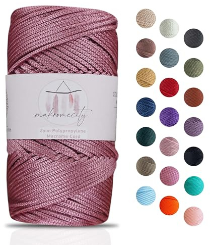 Makromecity makramégarn 2 mm x 115 m premium polyester makramérep polypropylen garn för hantverk heminredning platsplatta axelväska handväska löpare nappkedja 20 färger