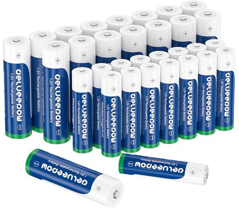 Pile Ricaricabili AA AAA Alta Capacità 3300mAh/ 1100mAh, Delyeepow Batterie 16 AA 16 AAA Ricaricabili 1,2V Ni-MH, 1200 Cicli Auto-Scarica Bassa
