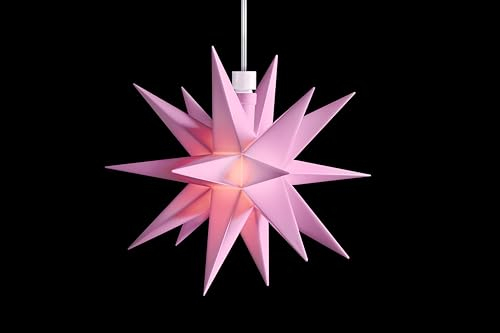 Sterntaler Dekostern | Weihnachtsstern Mini-Stern | Kunststoff | 18-Zacker | Rosa | 12cm | Innen | LED | Batterie | mit Timer