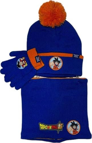 Ensemble Bonnet Gants cache cou DBZ (snood ou tour de cou double a l'interieur) (Ensemble bonnet + gants + snood Dragon Ball Super)