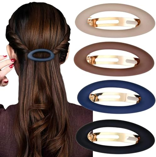Ypkia 4 Stück Ellipse Haarspangen Damen Dickes Haar Automatisch Groß Klassische Matt Haarspange Französische Hair Clip Set Für Frauen Mädchen Haarschmuck