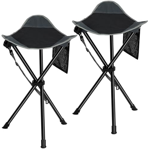 REDCAMP 22.4-inch Tall Tripod Stool Folding, 2 Pack Lightweight Tripod Chairs Portable for Backpacking Hiking Hunting Fishing (Black-2 Pack)