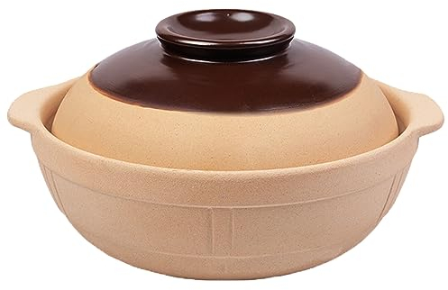 Chfkun Olla de barro para cocinar, Olla de cocina con tapa, Olla de terracota, Ollas grandes para cocinar, Olla de barro para estufa, Ollas de barro sin esmaltar para cocinar, Utensilios de cocina