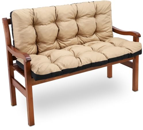 Amazinggirl Bankauflage Sitzkissen Outdoor Hollywoodschaukel Kissen 120 x 100 cm - Sitzpolster Bank Polster für Sitzbank Gartenbank und Paletten Bankkissen Indoor und Outdoorkissen Beige