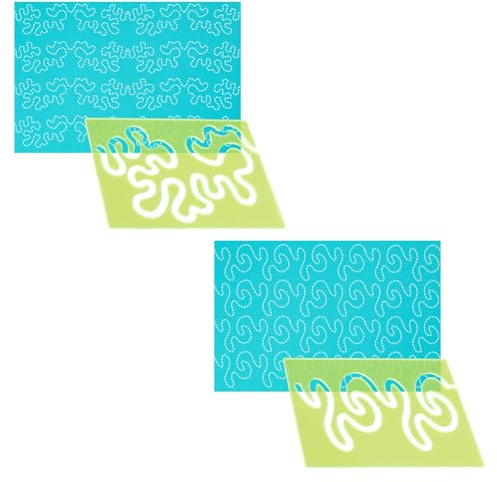 UNICRAFTALE 2 plantillas verdes para acolchar, reglas, suministros de acolchado de meandro, plantillas acrílicas, plantillas de edredón para máquina de acolchado, corte, costura, retazos, manualidades