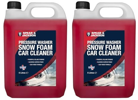 Spear & Jackson Snow Foam Car Cleaner, 2 x 5 Litres, High-Foaming Pressure Washer Concentrate, Cherry