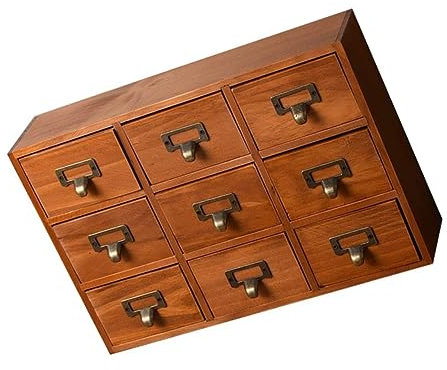 FOMIYES Scatola Portaoggetti in Legno Retrò Con 9 Organizer Da Scrivania Per Custodia in Legno Per e Ragazze Per Camera Da Letto e Soggiorno