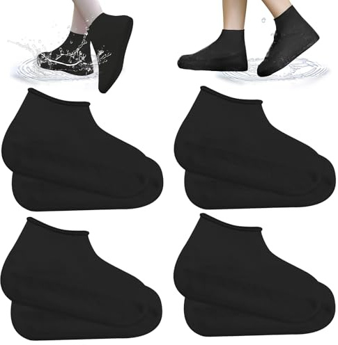 Copriscarpe Impermeabili Copri Scarpe Riutilizzabili Copriscarpe Pioggia Impermeabile Copriscarpe antipioggia antiscivolo per Le Giornate Di Pioggia e Neve Nero 4 Paia