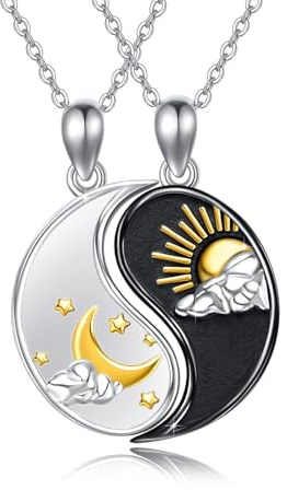 OHAYOO Yin Yang halsband 925 sterlingsilver Yin Yang hänge kedja partnerkedjor för dig och honom vänskapskedja partner kedjor smycken presenter för par kvinnor män