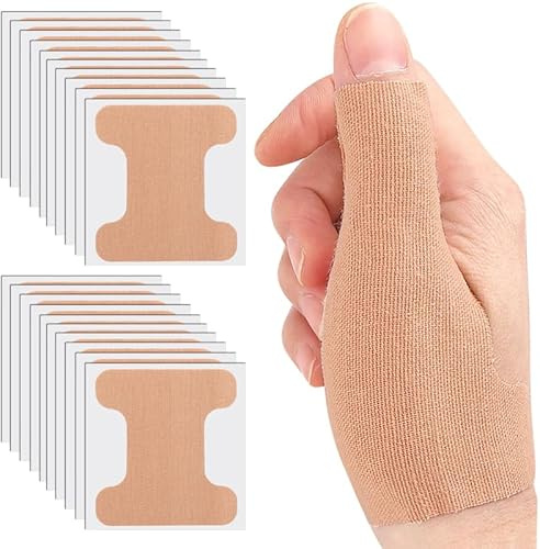 Tumstödtejp för artrit, 20 st elastiskt andningsbart tumstöd wrap atletisk tejp, självhäftande tummar skyddande rem fingerskydd lapp förskuren kinesiologi tejp för tumledsstöd