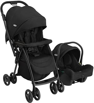 Graco Revaya Travel System - Suitable from Birth to Approx. 4 Years (0-22kg). Parent/World Facing Reversible Handle, Includes i-Size car seat, Midnight Fashion