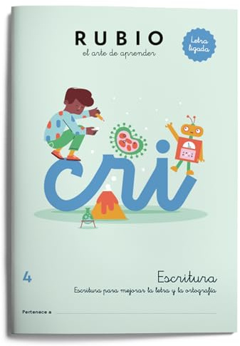 Escritura con letra ligada 4 | RUBIO| Mejorar ortografía y redacción. Doble pauta 3mm | 8-9 años