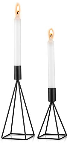 Sziqiqi Juego de 2 Candelabros de Metal Portavelas Negro para Comedor Mesa de Centro de Mesa Boda Decoración Portavelas de Columna, Negro