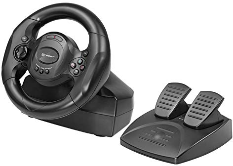 Tracer Rayder 4 in 1 Lenkrad Kompatibel mit PC/PS3/PS 4/Xone 2-Pedalset Gas Bremspedale 180-Grad-Rotationswinkel Racing Wheel
